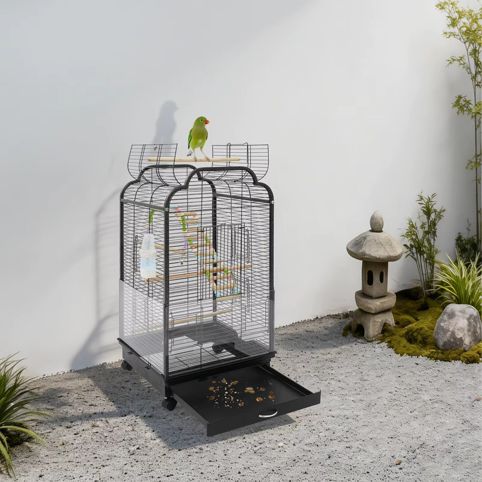 Casa para Pájaros de Hierro Grande con Techo Doble y Caja Retirable para Cacatúas Budgies y Loros — imagen 1