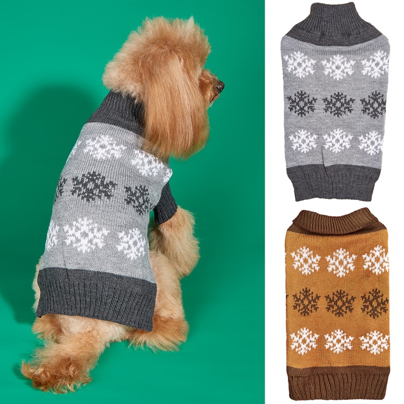 Sudadera de Navidad con Hoja de Nieve Marrón Gris y Otoño Invernal para Perros — imagen 1