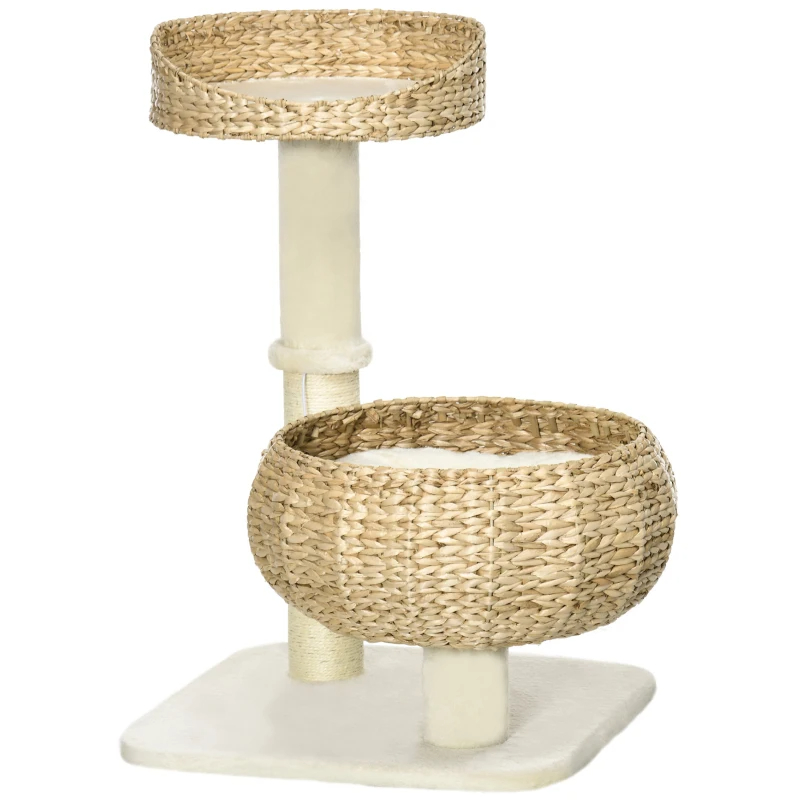 Elevated Cat Bed With Sisal Scratching Post For Indoor Kitties, Modern Cat Tree With Cute Basket Design, Small Cat Tree With Ball Toy — image 2