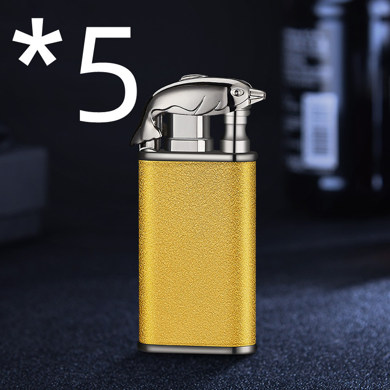 Creative Blue Flame Lighter Dolphin Dragon Tiger Double Fire Metal Winproof Lighter Inflatable Lighter — image 51