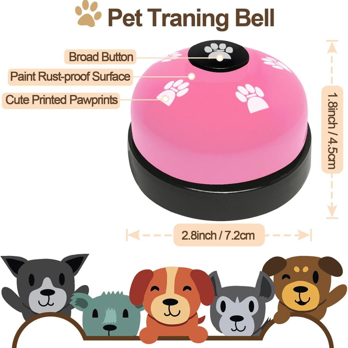 Paquete de 2 Timbres para Perros, Timbre para Perros para Salir Afuera, Campana de Entrenamiento para Cachorros Para que los Perros Toquen — imagen 2
