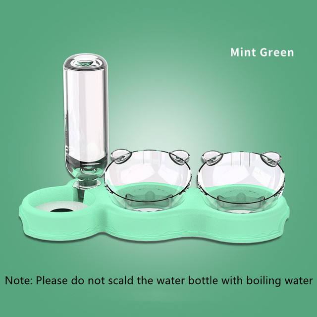 Pet Bowl Plastic Dog Bowl Double Bowl Automatic Drinking Water Anti Spill Food Bowl Pet Bowl Cute Cat Rice Bowl Cat Bowl — image 9