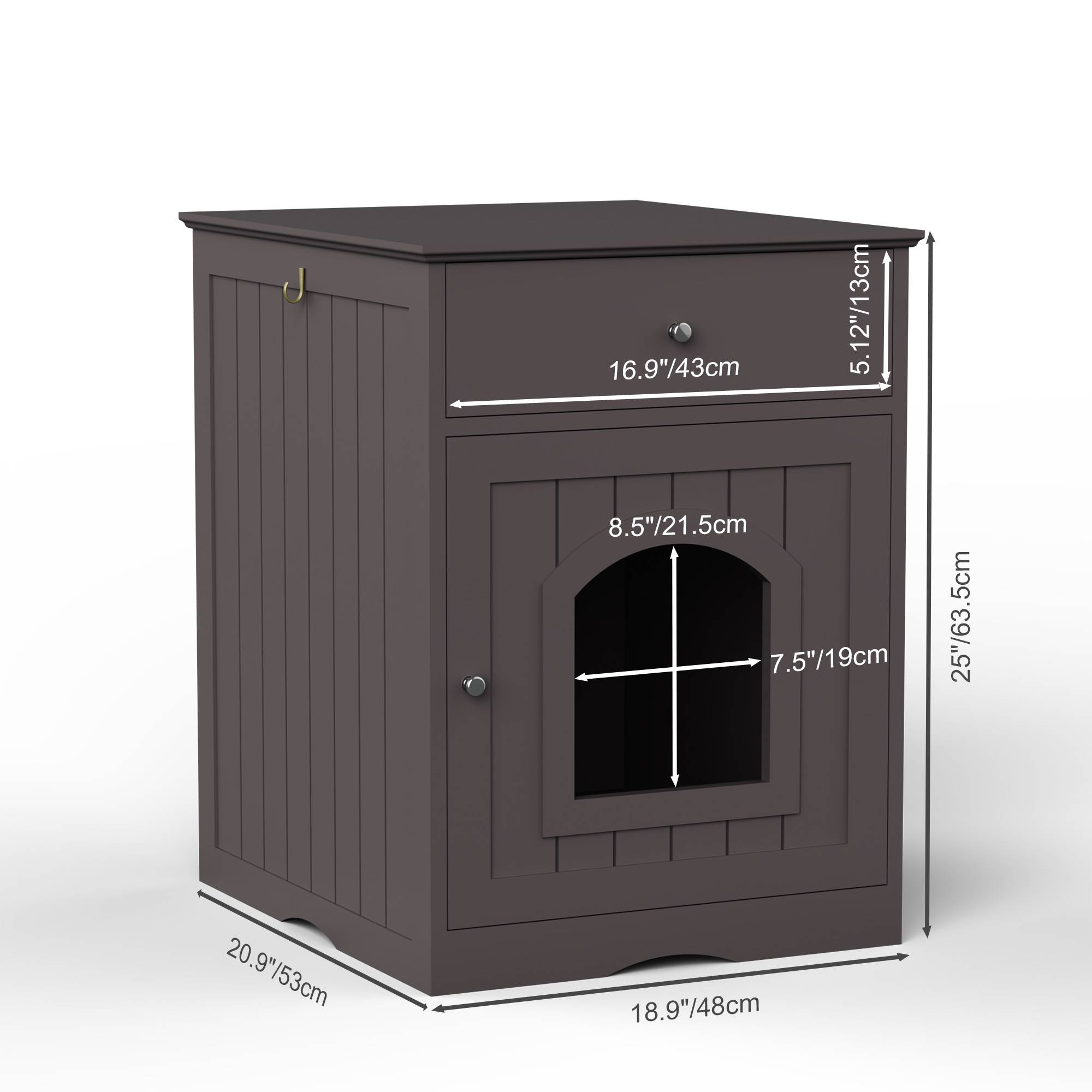 Wooden Pet House Cat Litter Box Enclosure With Drawer, Side Table Indoor Pet Crate — image 6