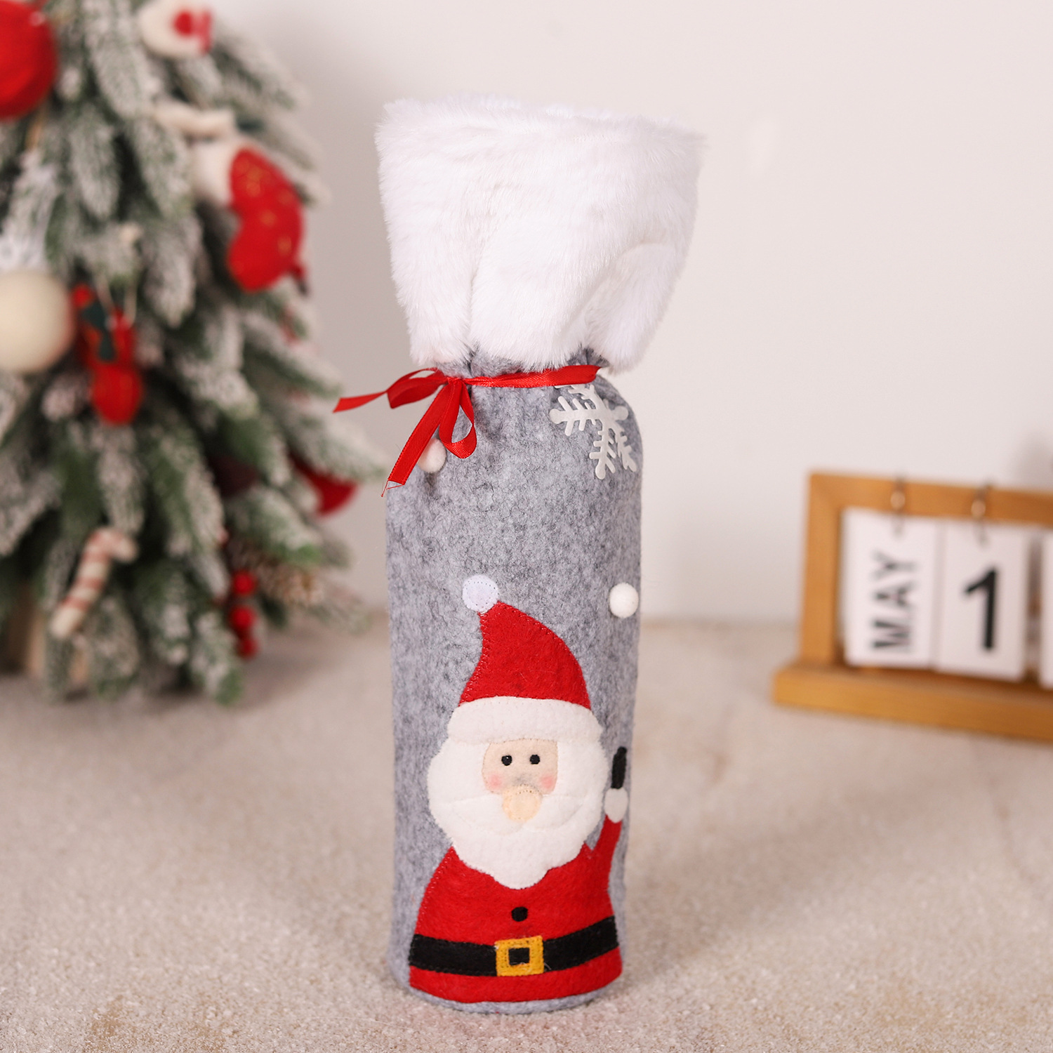 Christmas supplies red wine bottle covers elderly snowmen elk red wine bags household items — image 6