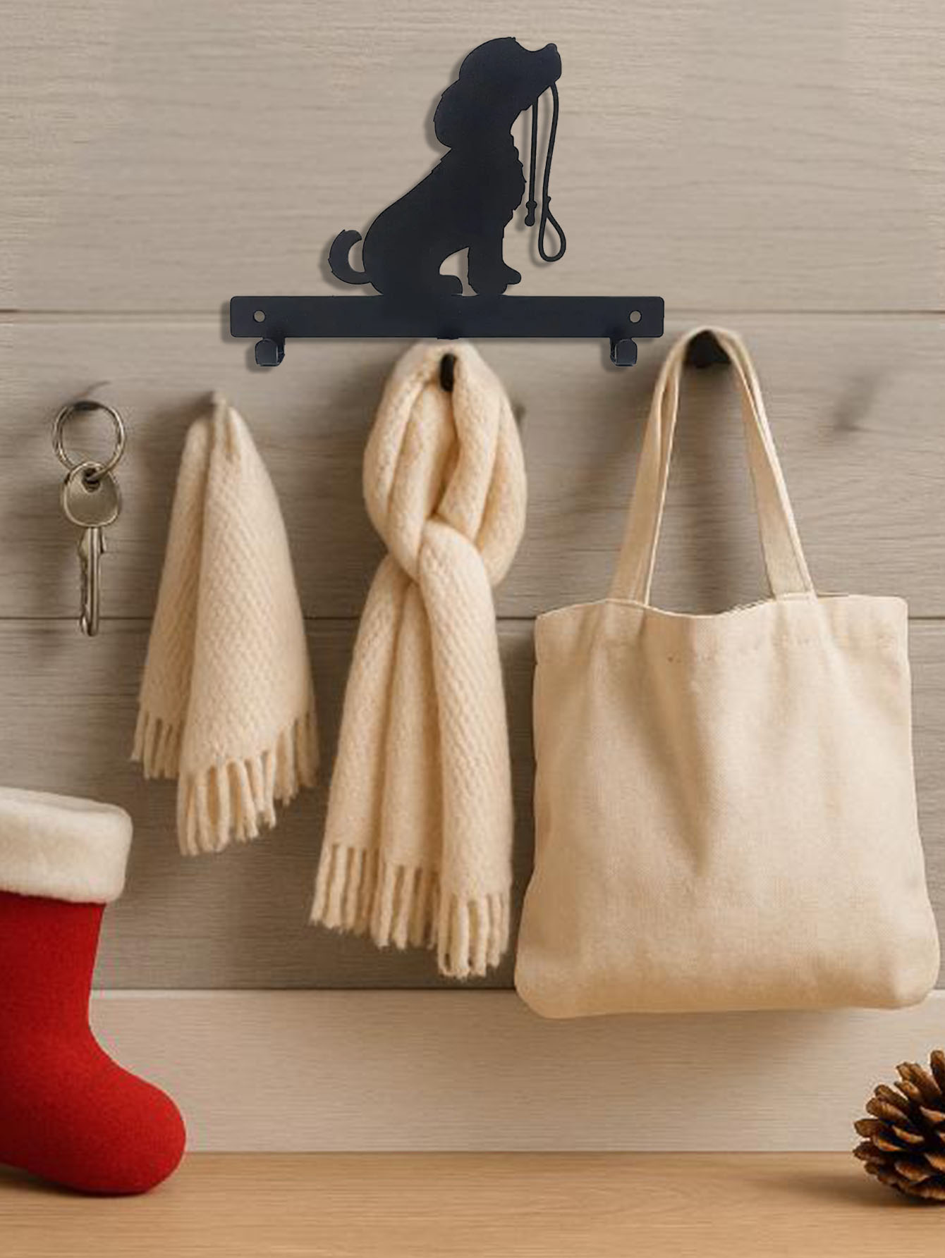 Cadena de Perro con Soportes de Madera para Colgar en Pared con Ganchos — imagen 2