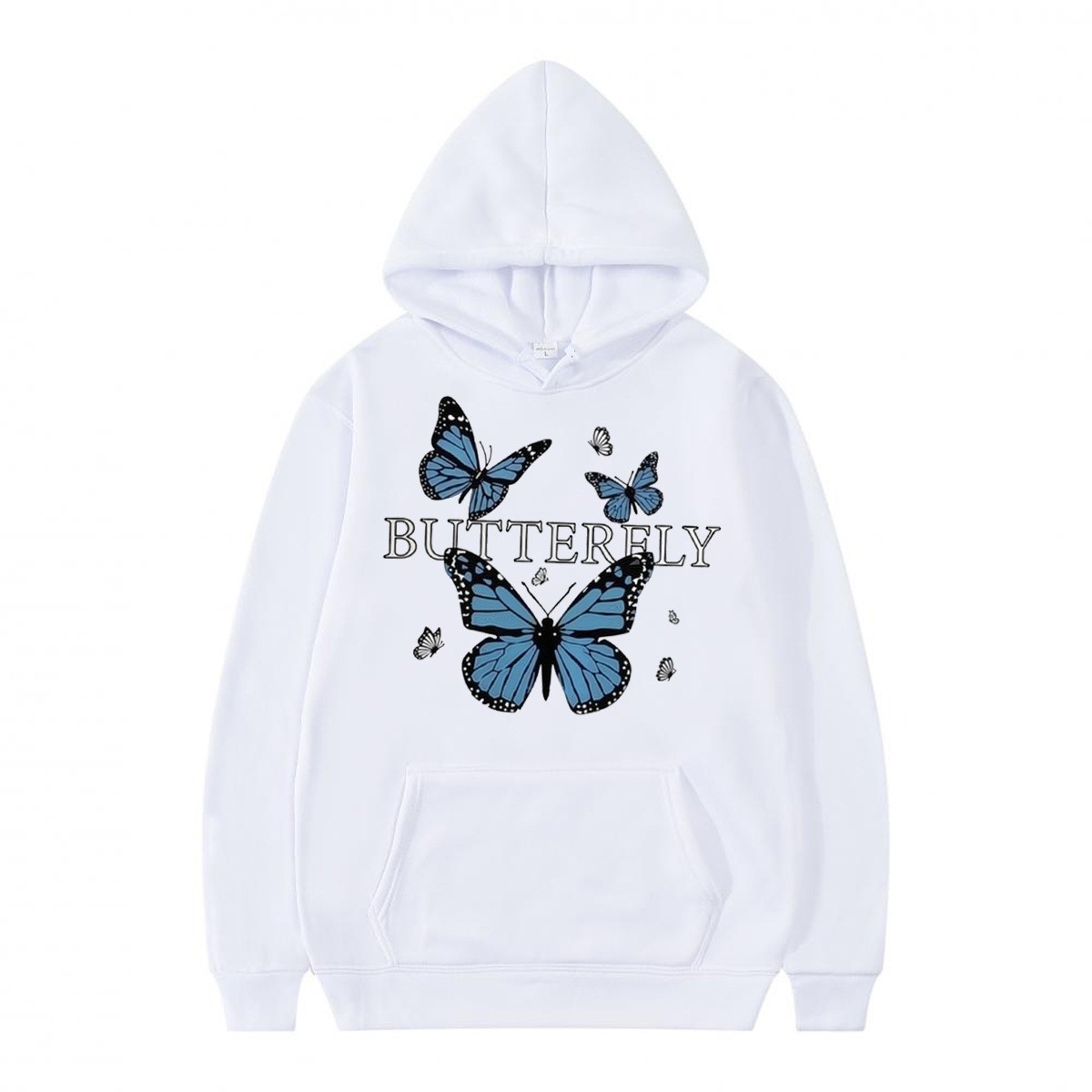 Hooded Sweatshirt with Butterfly Print Fun Pattern Casual Sporty Style — image 6