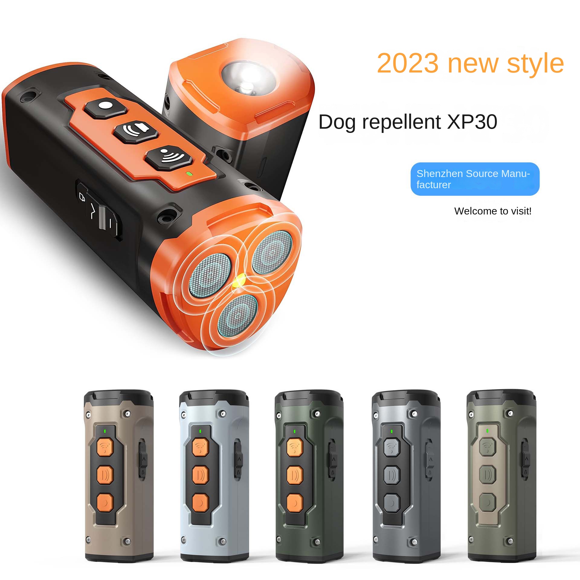 Ultrasonic Three-Head Sound Dog Repellent with Flashlight, Anti-Barking Device — image 3