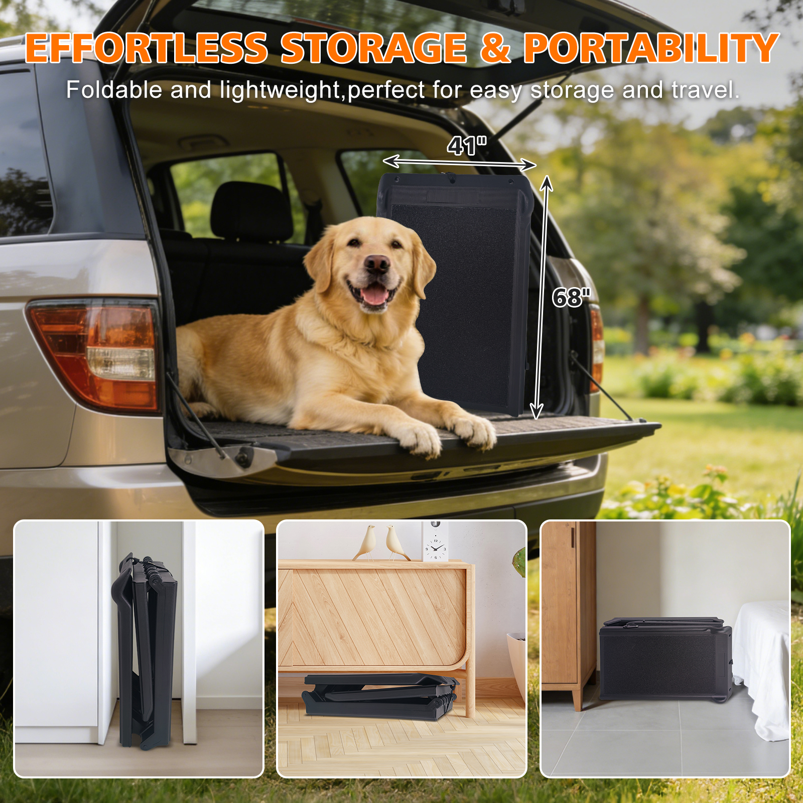 Paso para Perros de Auto Reversible 71"x16" - Rampas Portátiles con Superficie Antideslizante para Perros Grandes, Escalera para Mascotas para Camiones y SUV — imagen 5