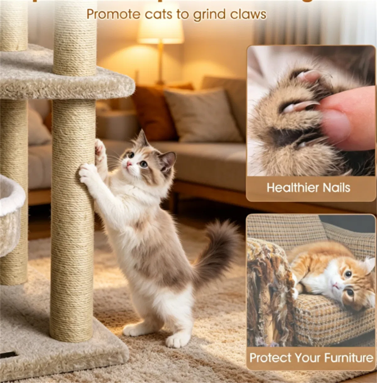36" Compact SpaceSaving Cat Activity Center, HeavyDuty Stable Cat Climbing Furniture with Plush Rest Areas & Pompom Toy for Kittens & Adult Cats — image 10