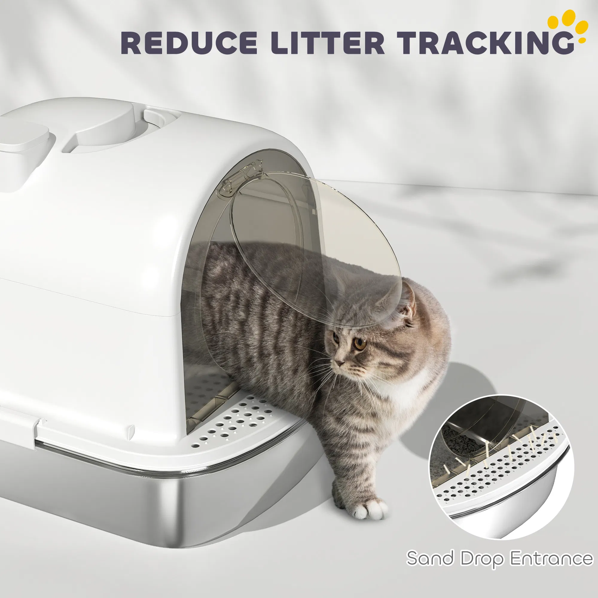 Enclosed Stainless Steel Litter Box, Metal Cat Litter Box with Scoop, Deodorizer Bag, Handle, Easy to Clean — image 5