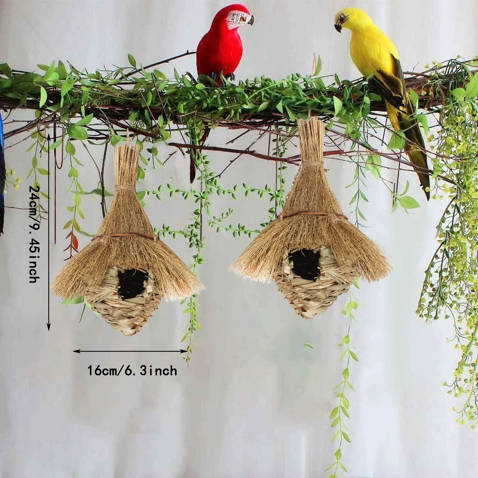 Pet Hanging bed Birds Nest Outdoor Hand-weaved Decorative Bird House Bird Cage Shelter For Garden Decoration Pet Bedroom — image 5