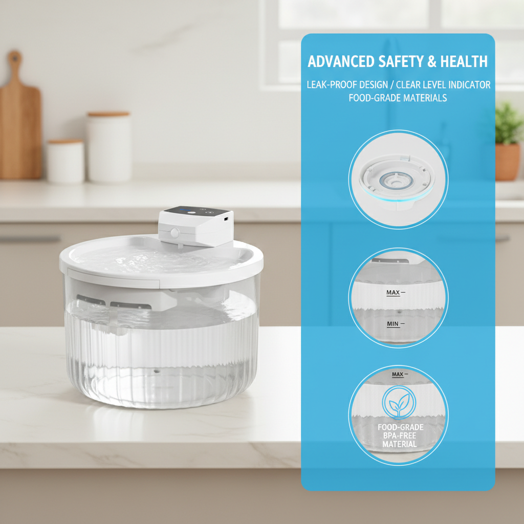 Fuente de Agua Inalámbrica para Mascotas de 2000ML, Recargable de 2500mAh, Bebedero de Agua Circulante con Sensor de Movimiento para Gatitos y Cachorros — imagen 5