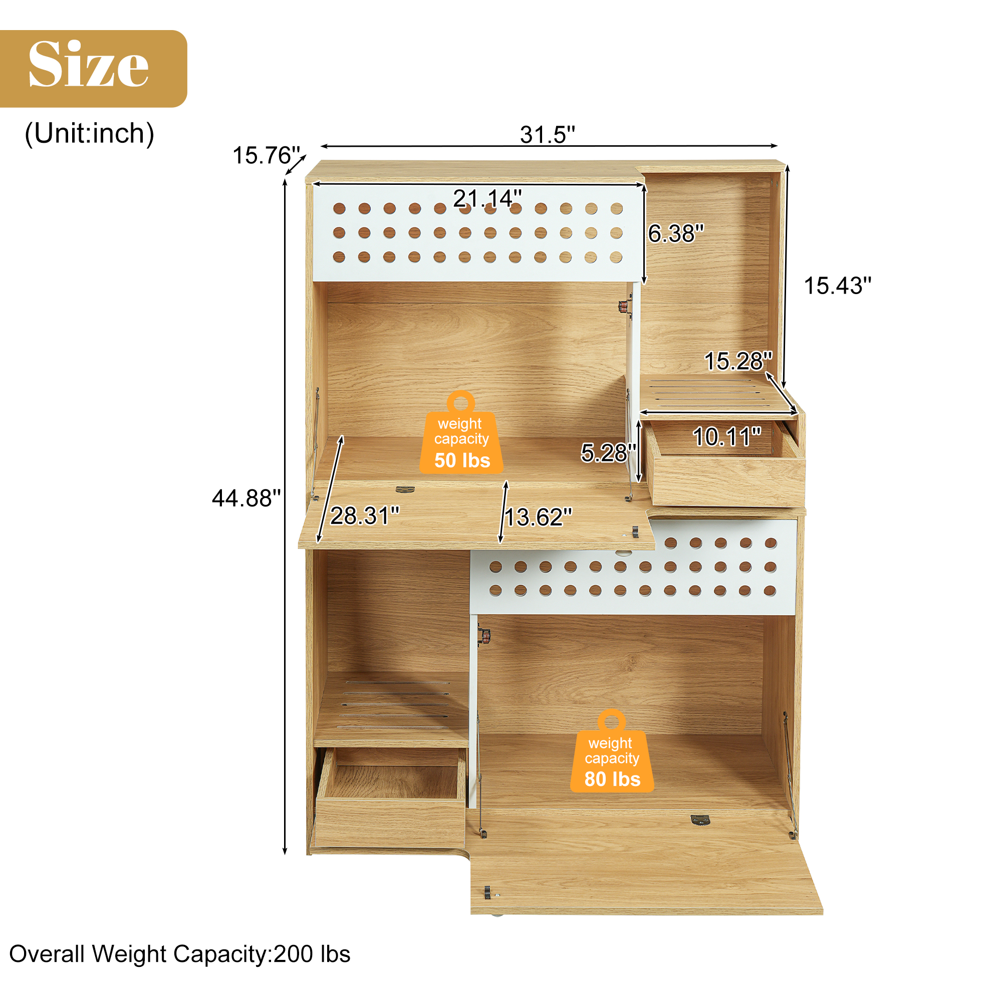 2-Piece Modern 2 IN 1 Cat Furniture Set, Cat Litter Box Enclosure Side Table, Cat House With Storage, For 2 Small-Medium Sized Cats - NATURAL — imagen 4