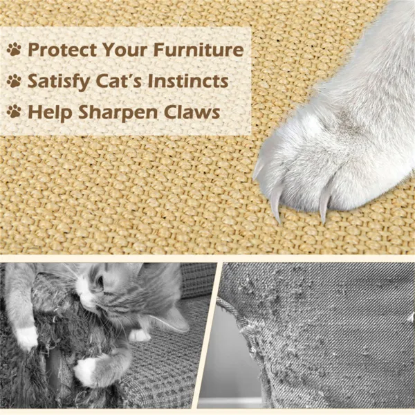 Paquete de 4 Tapetes Rascadores de Sisal Natural para Gatos 32"x20", Tapetes Multifuncionales para Descansar y Jugar para Hogares con Varios Gatos — imagen 2