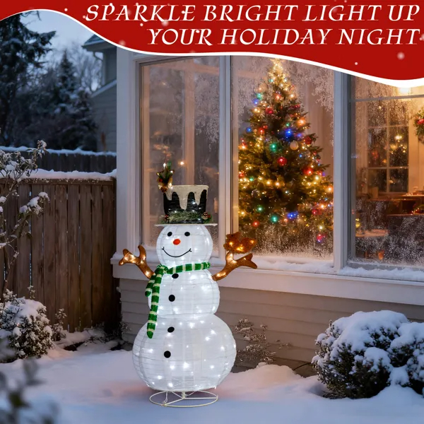 Lighted Snowman And Squirrel Christmas Yard Decorations, Pre-lit Pull Up Snowman With 120 White LEDs, For Xmas Outdoor Holiday Indoor Decor Lighted Holiday Displays — image 13