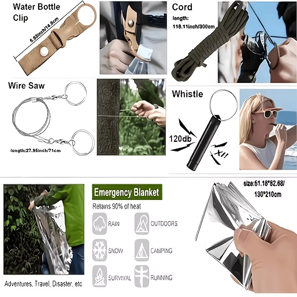 240 Survival Kit for Outdoor Adventure Travel Camping Sports Office Car School Emergency First Aid Equipment Tool Gift for Men And Women — image 6