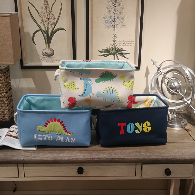 Canvas Folding Embroidery Cartoon Dinosaur Toy Storage Basket Storage Basket — image 2