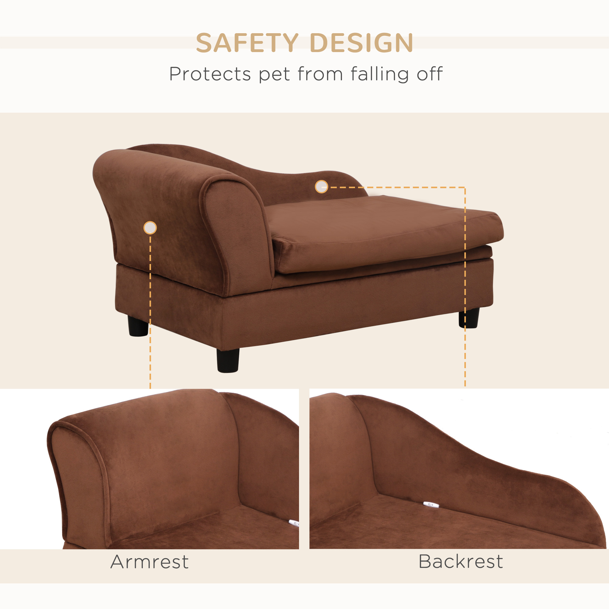 Pet Sofa Dog Sofa For Small Dogs With Storage, Brown — imagen 3