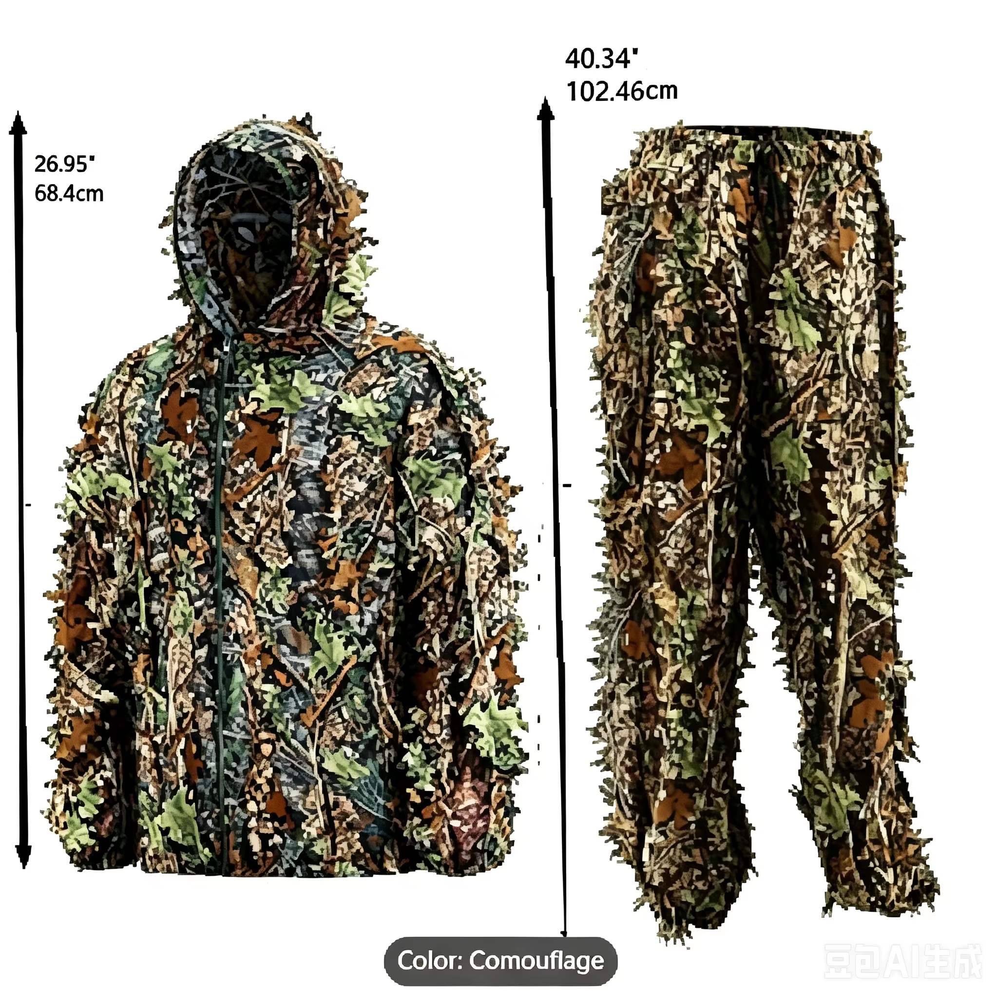 Traje de Camuflaje para Hombres, Ropa Ligera de Caza 3D, Chaqueta con Capucha Vestimenta Respirable para Cazadores — imagen 3