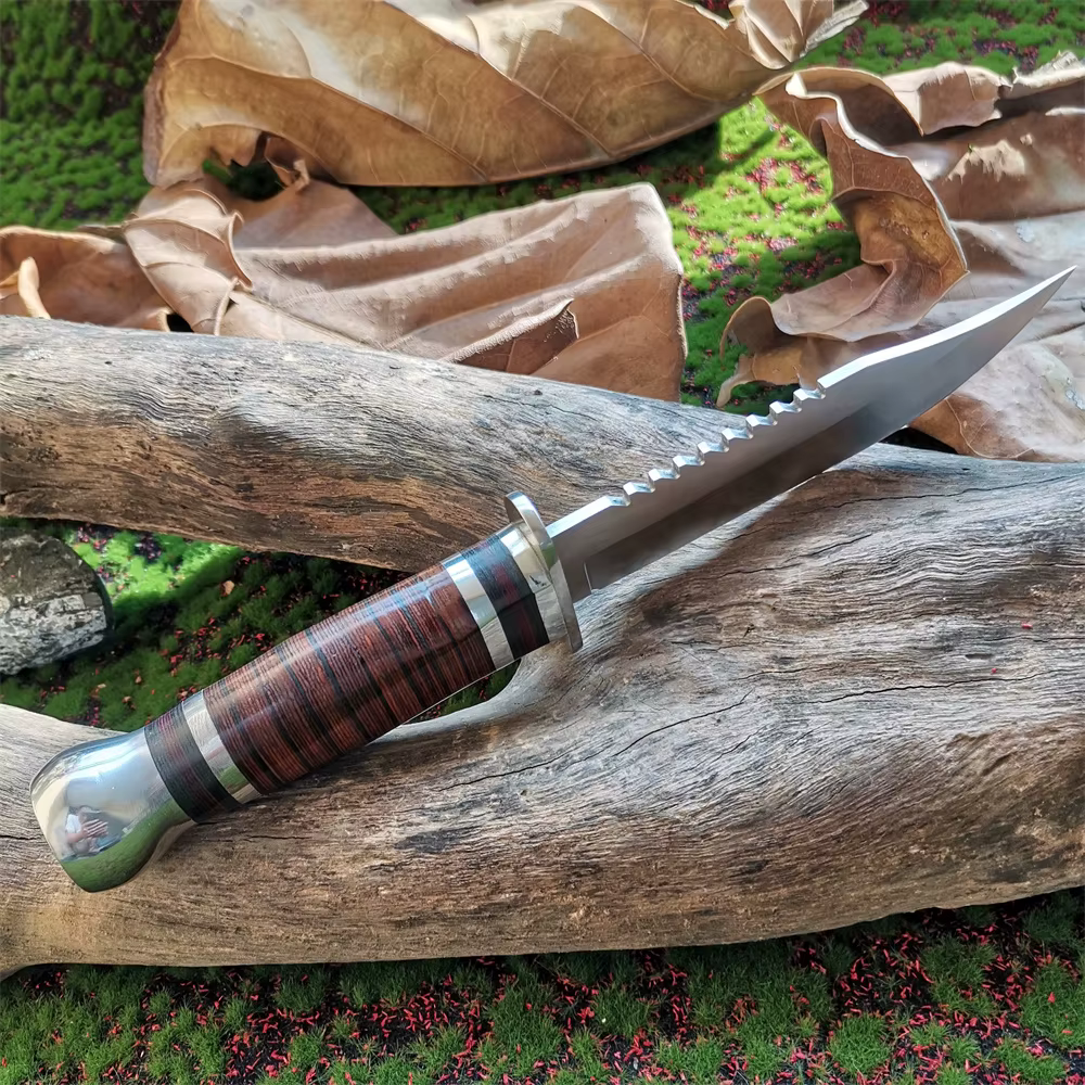 High-Quality 8CR15Mov Steel Blade Hunting Knife with Wooden Handle - Sharp and Reliable Straight Knife with Oxford Cloth Cover — image 4