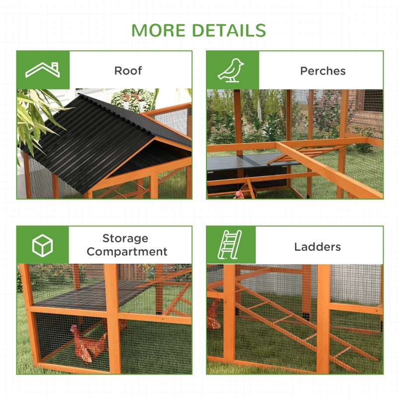 Wooden Chicken Coop Run For 6 -10 Chickens, Hen House Add-On With Storage, Perches, Multiple Packages — imagen 11