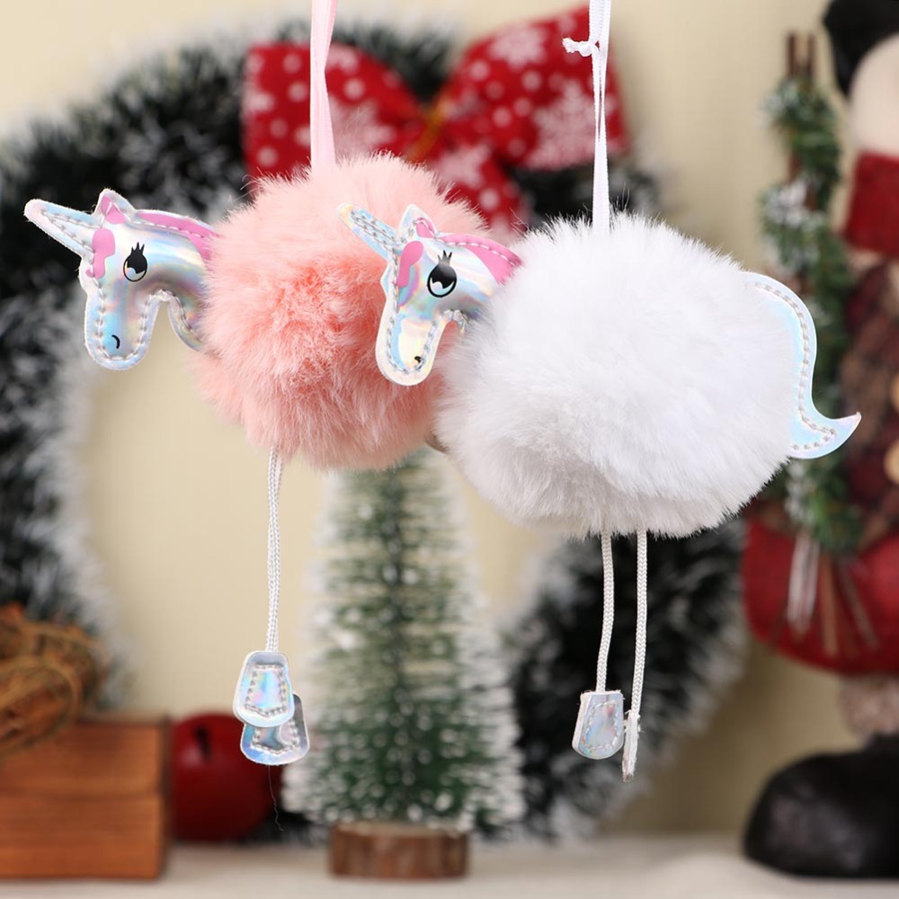 Adornos Navideños Unicornios de Peluche Falso para Decoración de Árbol de Navidad Regalos DIY — imagen 3