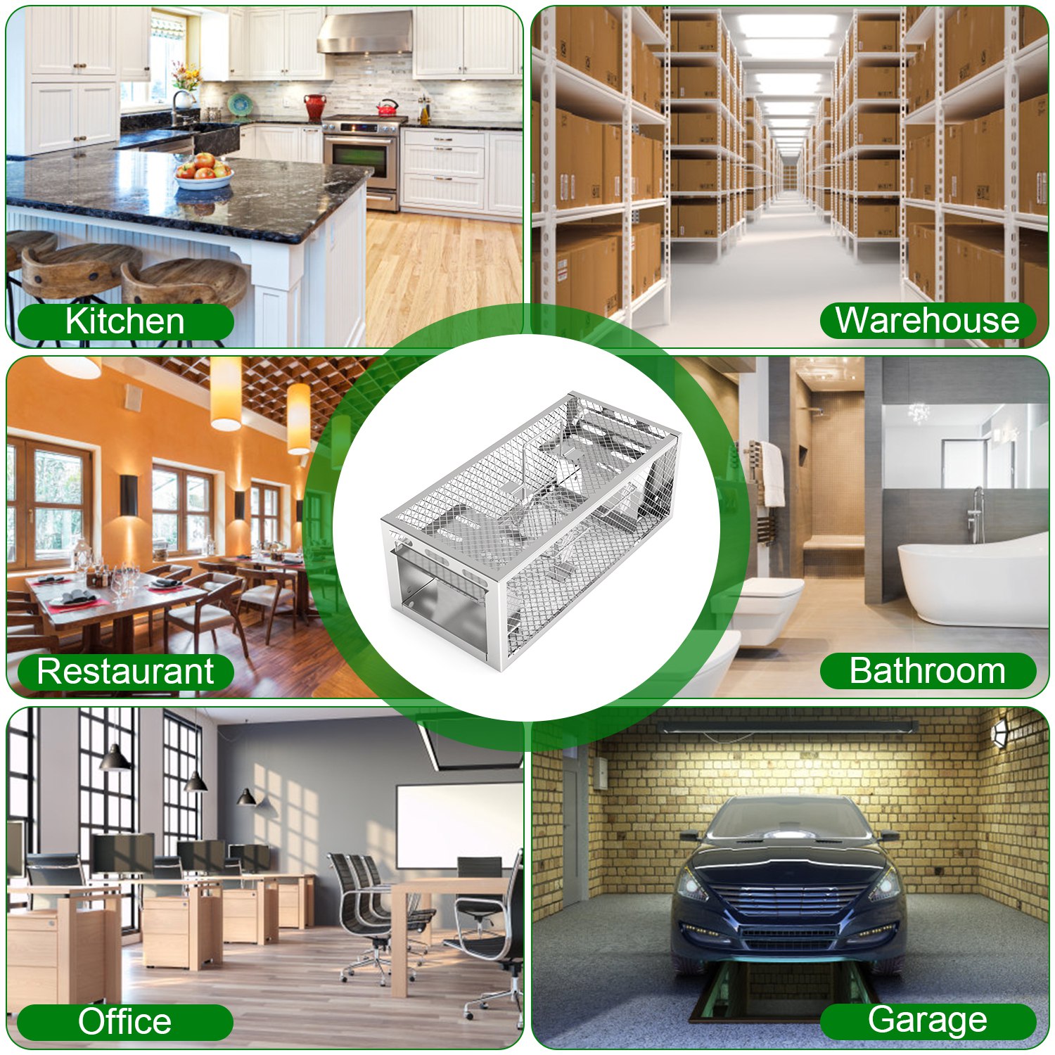 Paquete de 2 Trampas para Ratas Humanitarias de 2 Puertas 11.81x5.63x4.45In, Trampa para Ratones Automática y Continua, Reutilizable, de Hierro Galvanizado, Jaula para Animales Vivos — imagen 3