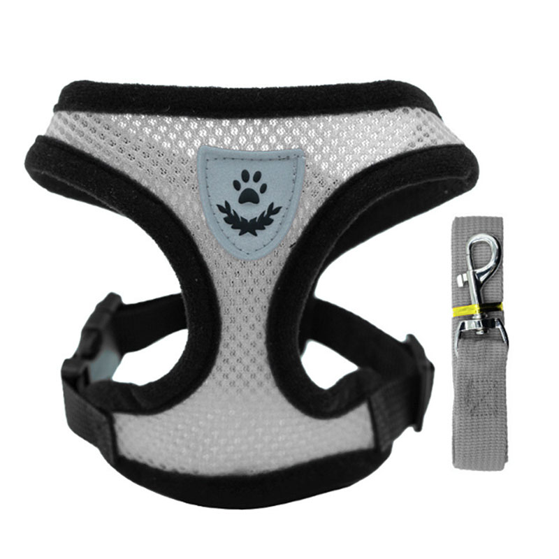 Adjustable pet harness set (small dogs/cats): vest, collar, leash. Fits French Bulldogs, Chihuahuas, etc — image 1