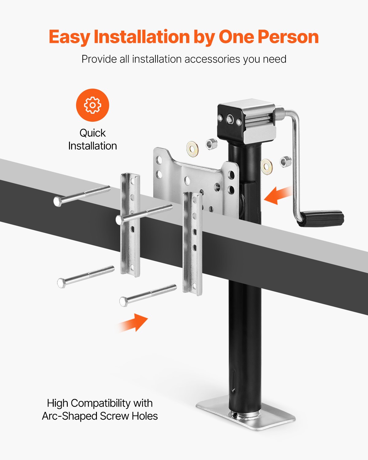 Trailer Jack, 5000 Lbs Dynamic Load Capacity, Heavy Duty Swivel Bolt-on Trailer Jack, 14.3" Lift Trailer Jack Stand With Handle For RV Trailer, Horse Trailer, Utility Trailer, And Yacht Trailer — imagen 4