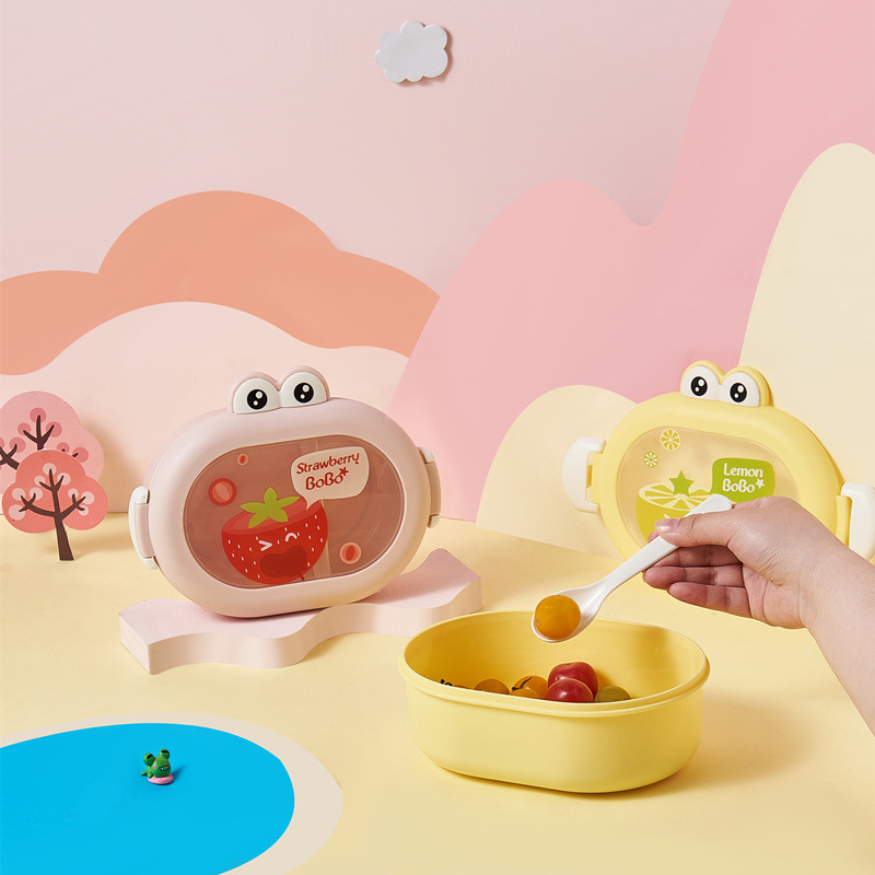 Cute little frog portable microwaveable lunch box with compartments fruit box lunch box — imagen 4
