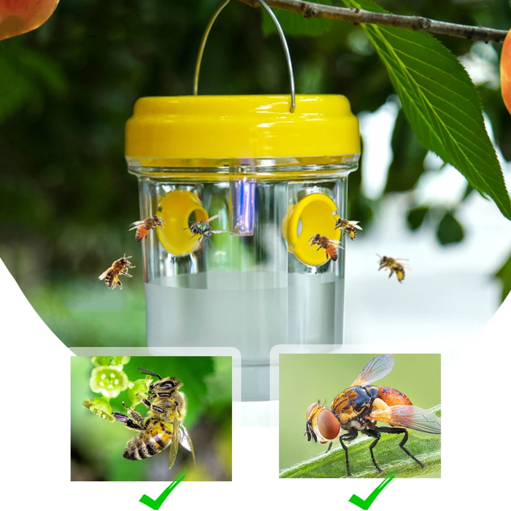 Solar Wasp Trap Waterproof Outdoor Hanging Trap Safe Non-Toxic Bee Hornet Traps Reusable Garden Fruit Fly Catcher — image 3