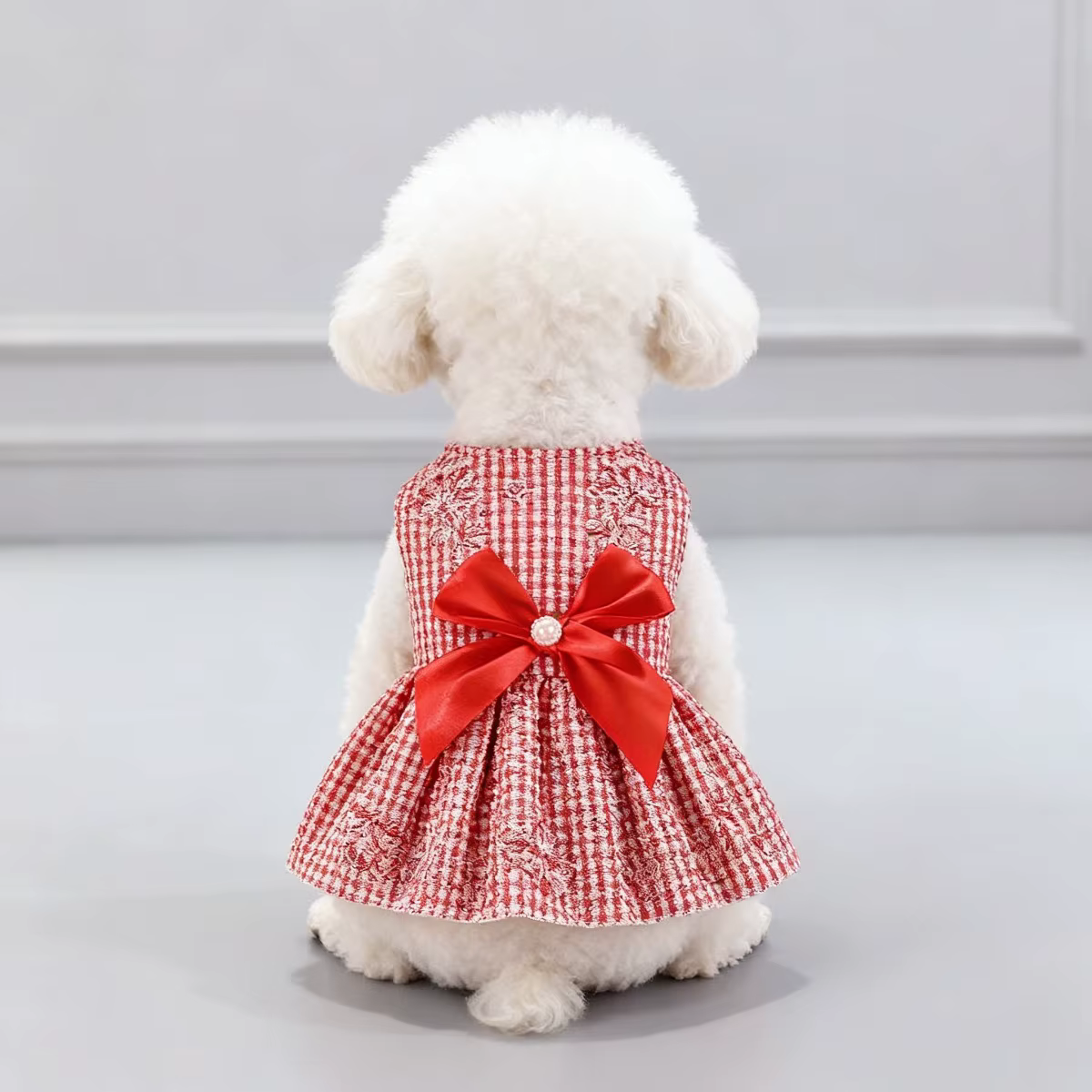 Kawaii Vertical Striped Summer Pet Clothes Soft with Bow Pet Dog Skirt Elastic Thin Dog Princess Dress — image 1