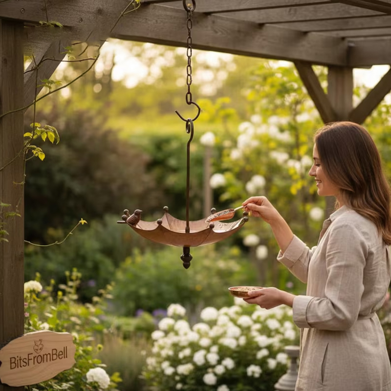 Umbrella Hanging Bird Feeder - Outdoor Iron Tray for Hummingbirds & Wild Birds (Garden & Yard) — image 3