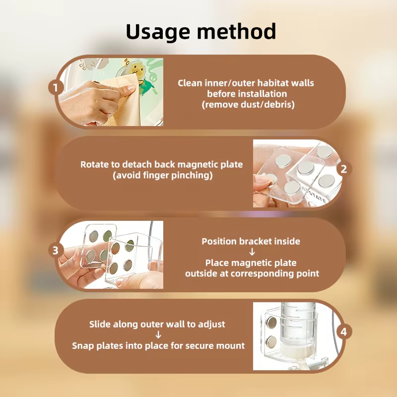 Soporte de Botella Magnético para Hámsters con Acetato Transparente, Soporte sin Taladro para Jaula, Cierre Hermético para Alimentación para hámsters, ardillas, furetes — imagen 6