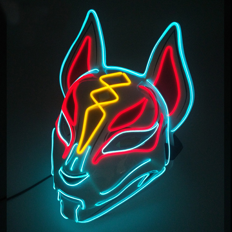 Máscara de Zorro Luminoso para Fiesta de Halloween, Máscara Multicolor con Luz LED para Rodeos de Disfraz — imagen 5