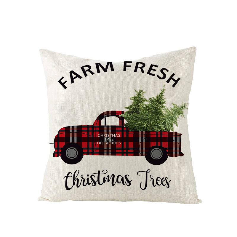Christmas Pillow with Red Letter Elk Printed Cushion Cover and Linen Pillow Cover — image 3