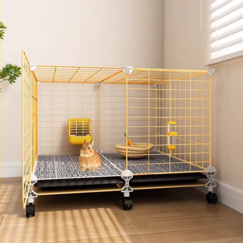 Caja Grande para Conejos de Dos Niveles con Caja de Alimentos Removible Casa para Conejo Interior Espaciosa Vivienda para Conejos — imagen 2