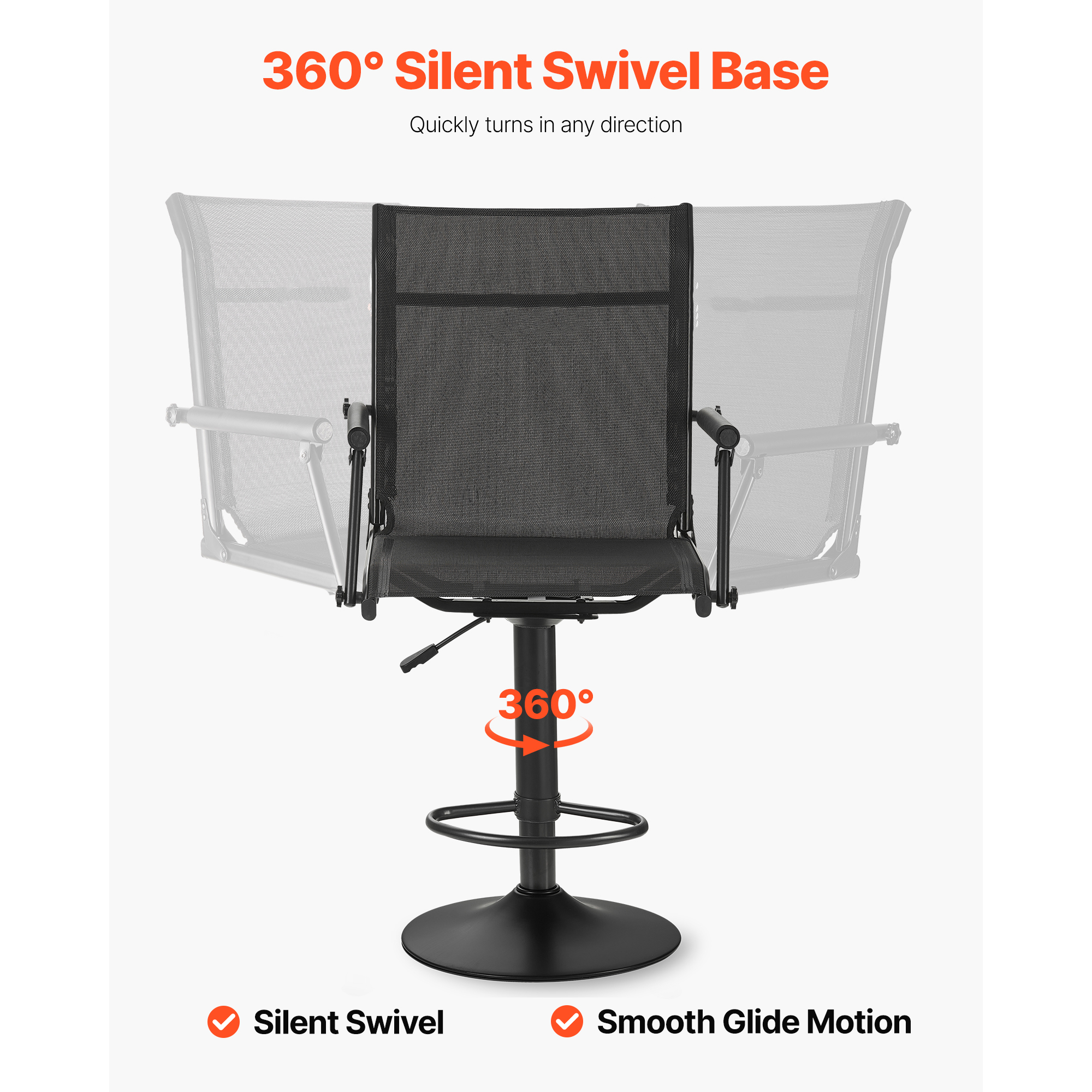 Silla de Caza, Giratorio Silencioso 360°, Silla Ligera para Cazadores, Estructura de Acero Pesado con Asiento en Tierra, Con Almohadillas de Brazo, Ajustable de Altura, Capacidad 136 kg, Para Pescar al Aire Libre y Camping — imagen 2