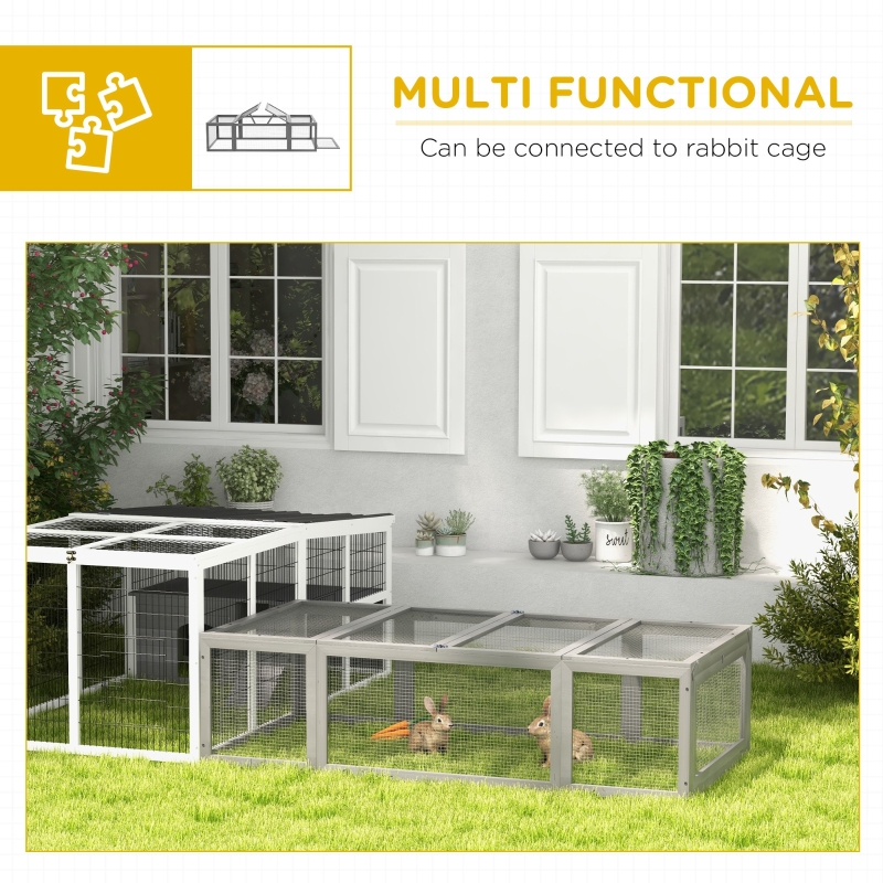 Large Wooden Rabbit Hutch Small Animal Habitat Enclosure Outdoor Run And Lockable Doors - Gray — imagen 8