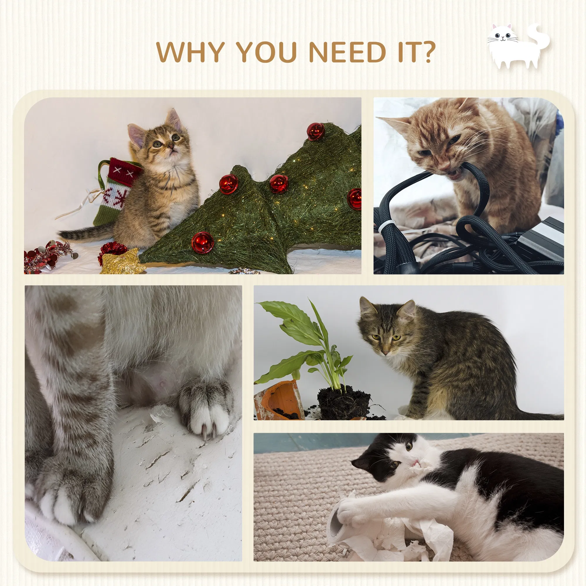 4Pcs Cat Wall Shelf with Scratching Post, Cat Wall Shelves for Relaxing, Climbing, Cat Wall With Soft Ladder, Hammock, Play Balls, Grey — image 5