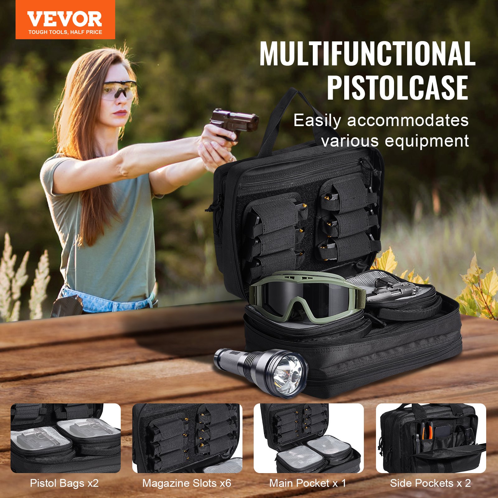 Tactical Pistol Backpack With 2 Pistol Cases, Gun Range Backpack With 6x Magazine Slots For Shooting And Hunting — image 5