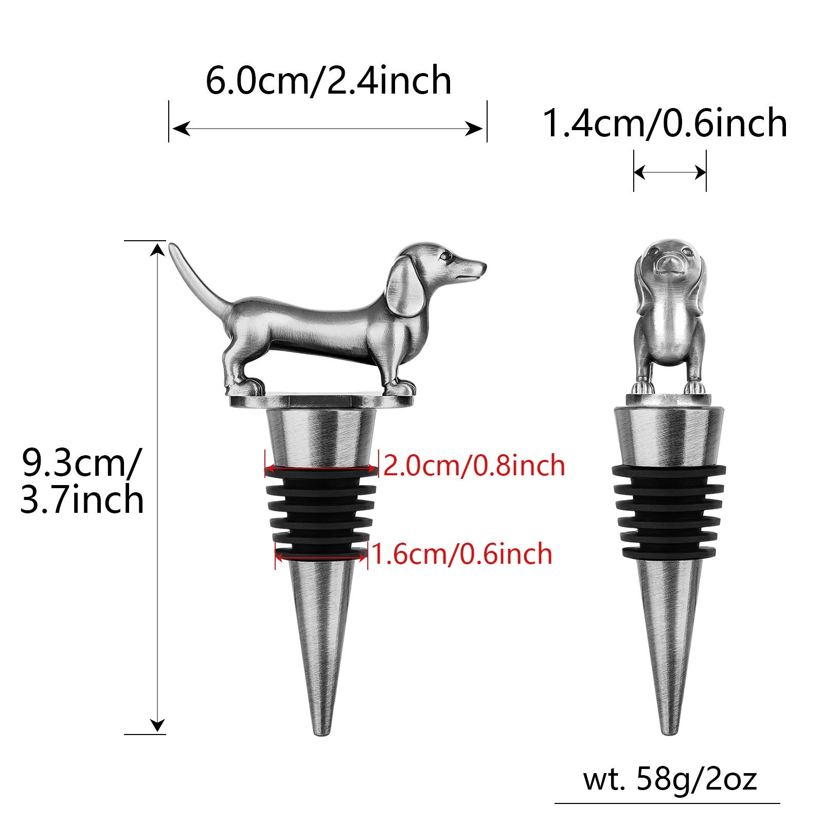 Tapón de Vino con Forma de Perro Salchicha, Tapón para Vino y Champán para el Hogar, Divertido Tapón de Vino de Perro Salchicha, Ideal para Regalos de Cumpleaños para Hombres y Mujeres, Halloween, Navidad, Día del Padre, el Día de la Ma — imagen 6