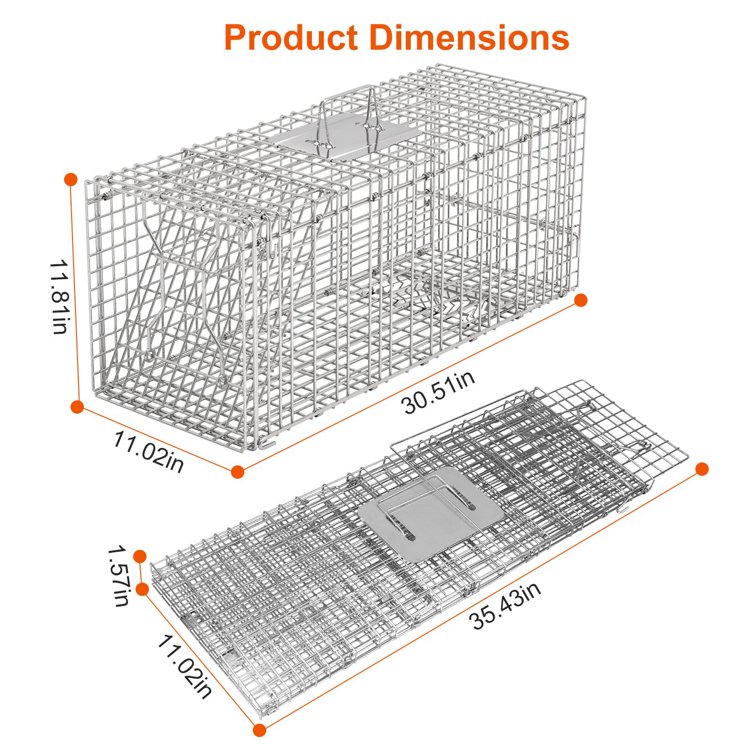 Humane Cat Trap Cage Catch Release Live Animal Rodent Cage Collapsible Galvanized Wire For Raccoons Beavers Groundhogs Foxes Armadillos Fedex Shipping — imagen 2