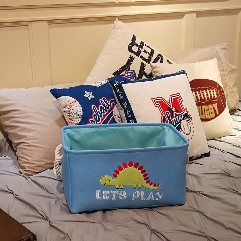 Canvas Folding Embroidery Cartoon Dinosaur Toy Storage Basket Storage Basket — image 4