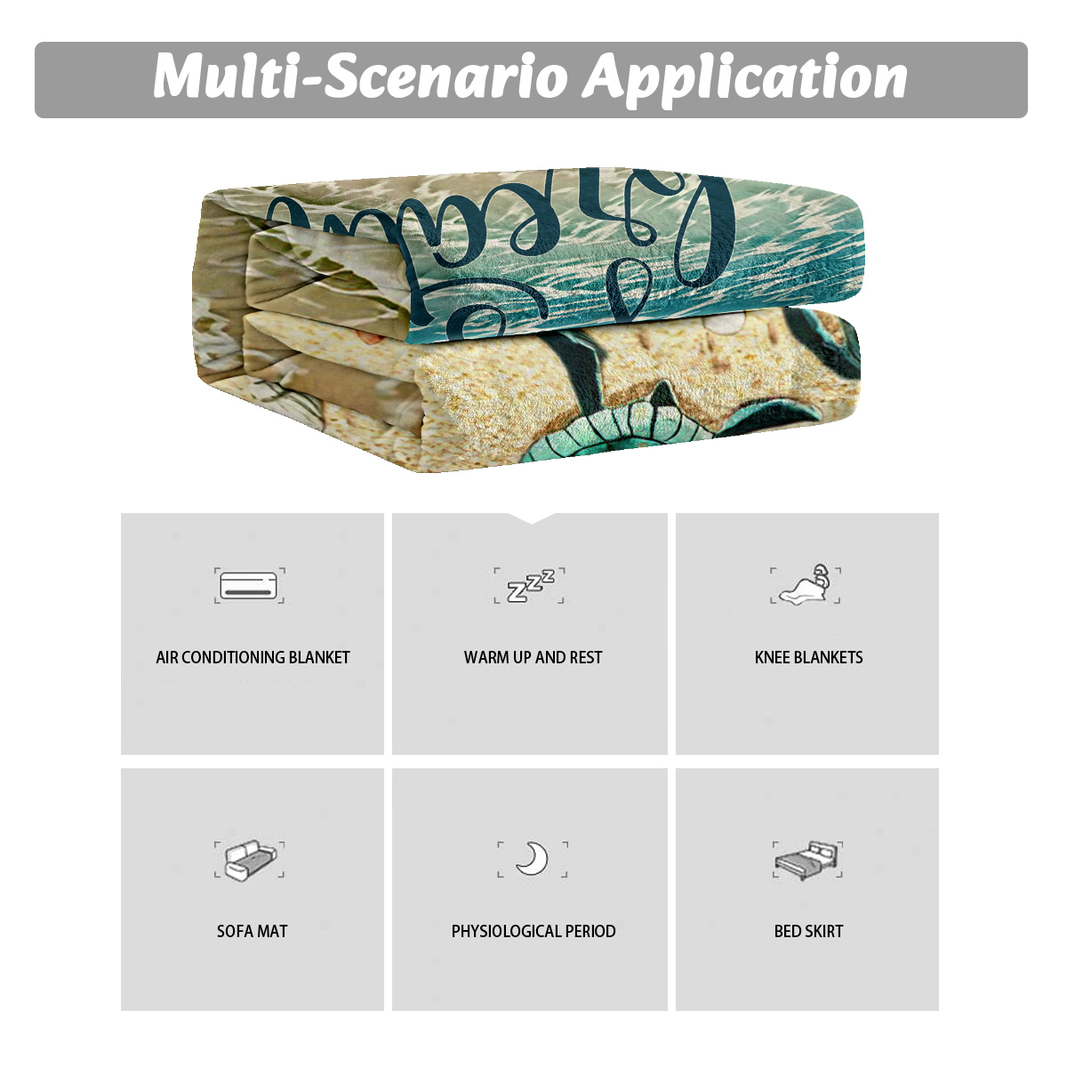 Manta de Felpa Tropical para Tortugas Marinas Bebés - Olas del Océano en 3D - Muy Suave y Plush para Tumbonas, Sofás y Cama — imagen 3