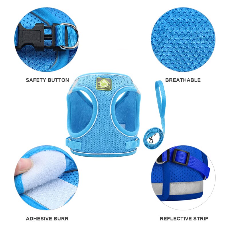 Reflective Cat Harness Leash Set Adjustable Harness Leashes Vest For Puppy Cats Walking Breathable Mesh Chest Strap Pet Product — image 3