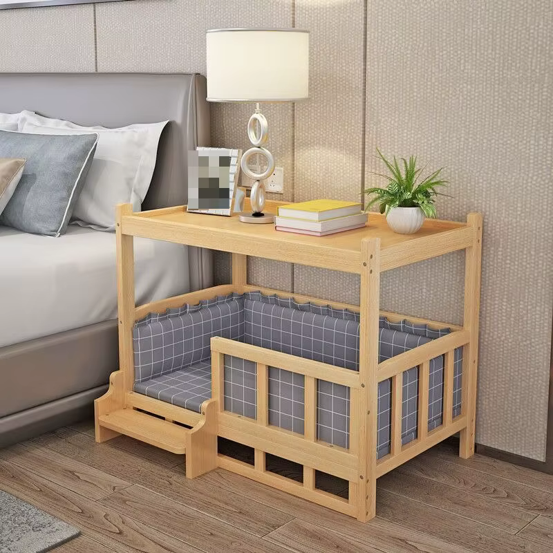 Wooden Dog Bed With Side Table For Medium Large Pets Indoor Home Furniture Comfortable Resting Sleeping Place Stylish Design — image 6