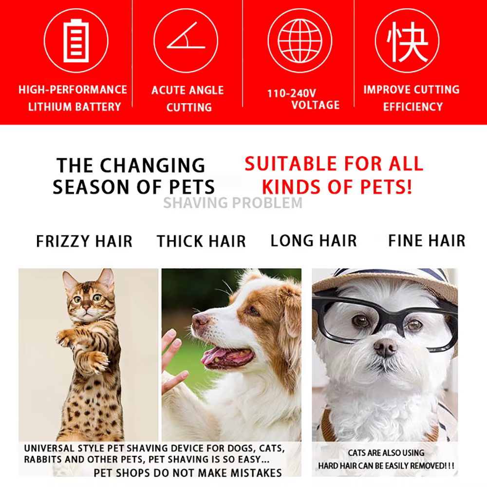 Dog Cat Clipper Hair Clippers Grooming Haircut Pet Shaver Full Set Pets Rechargeable Professional Cutter Shaver Cutting Machine — image 6