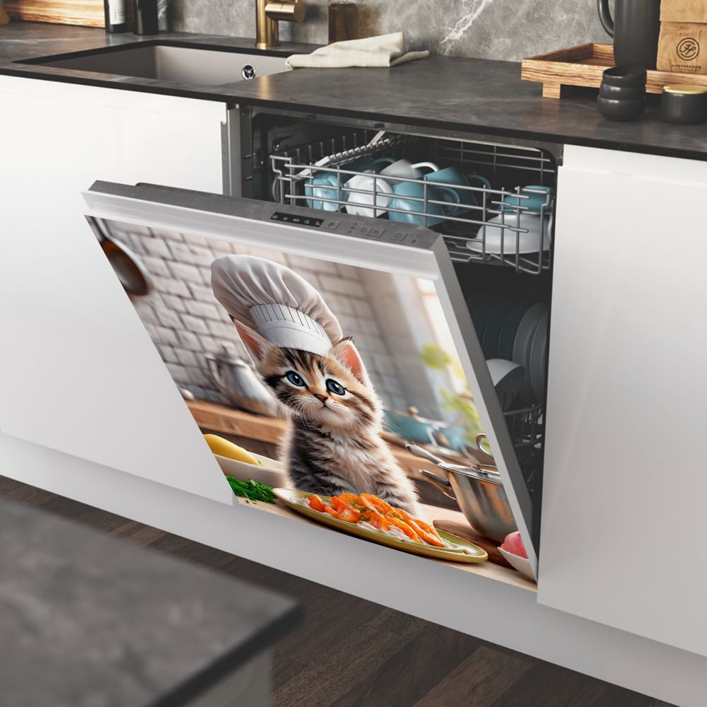 Cubierta Magnética 2D Plana para Puerta de Lavavajillas con Temática de Gato Chef, Adecuada para Lavavajillas, Refrigeradores, Etc. - Fácil de Limpiar — imagen 3