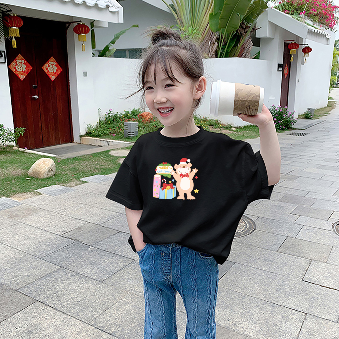 Cute Cartoon Bear Print Short Sleeve T-Shirt for Kids — image 3
